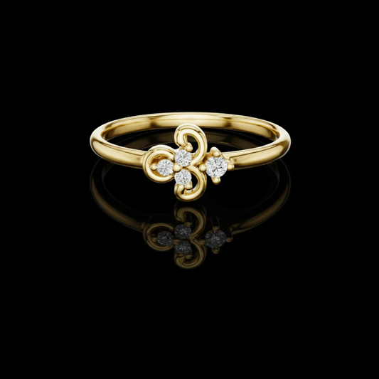 Modern Floral Round Lab Diamond Ring With Brilliant Accents