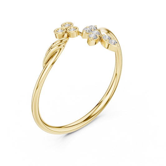 Nature Leaf Motif Moissanite Diamond Minimal Ring - View 2
