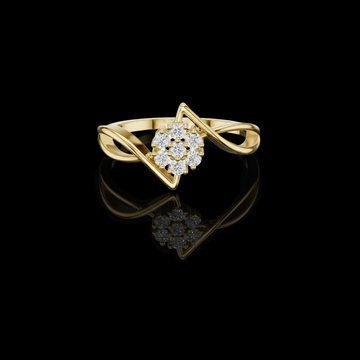 Bloom Round Moissanite Diamond Cluster Ring with Twisted Band Design