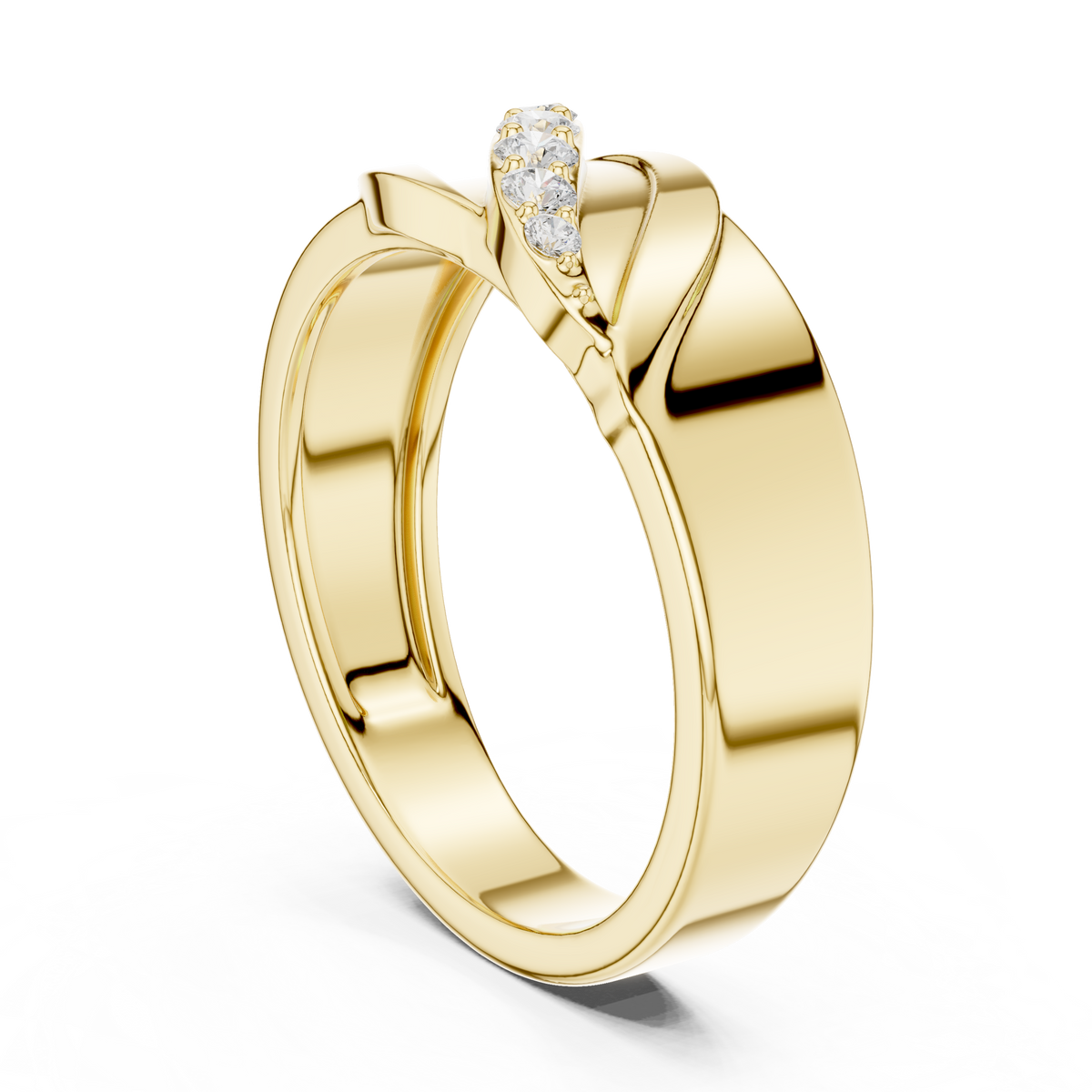 Round Cut Moissanite Diamond Men's Modern Curved Accent Wedding Ring - View 5
