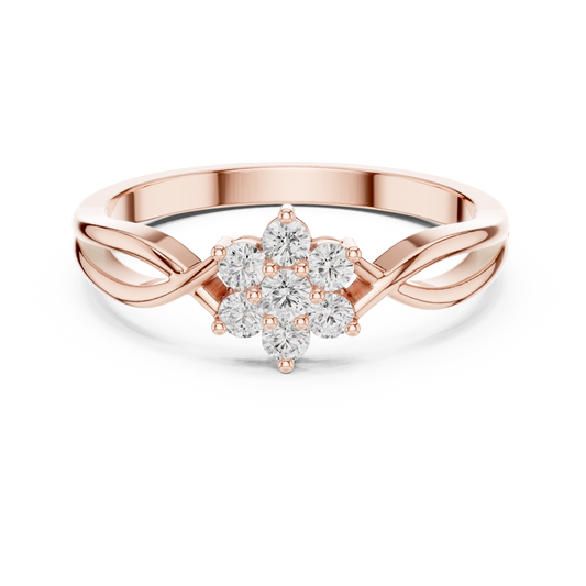 Infinity Flower Cluster Moissanite Diamond Engagement Ring - View 2