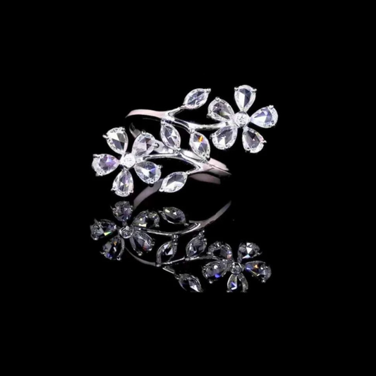 Nature Inspired Mix Cut Moissanite Diamond Engagement Ring