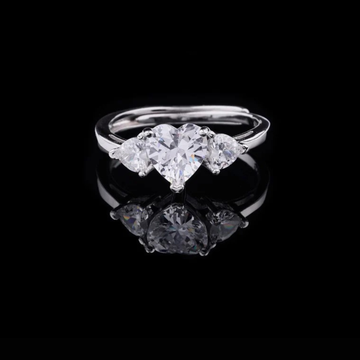 Three Stone Heart Cut Lab Diamond Wedding Ring For Her