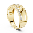 Round Cut Lab Grown Diamond Men's Center Plate Pave Gold Statement Band - View 7