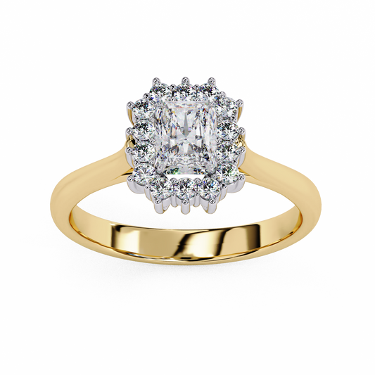 Radiant Cut Moissanite Diamond Halo Ring - View 2