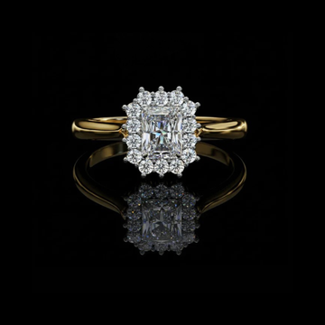 Radiant Cut Moissanite Diamond Halo Ring