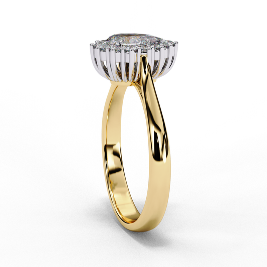 Pear Halo Lab Diamond Cathedral Ring - View 2
