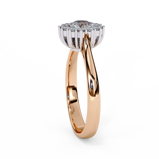 Round Halo Moissanite Diamond Infinity Twist Ring - View 2