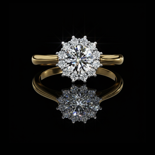 Round Halo Moissanite Diamond Infinity Twist Ring