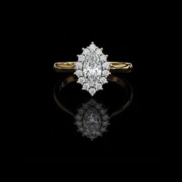 Marquise Cut Halo Moissanite Diamond Ring