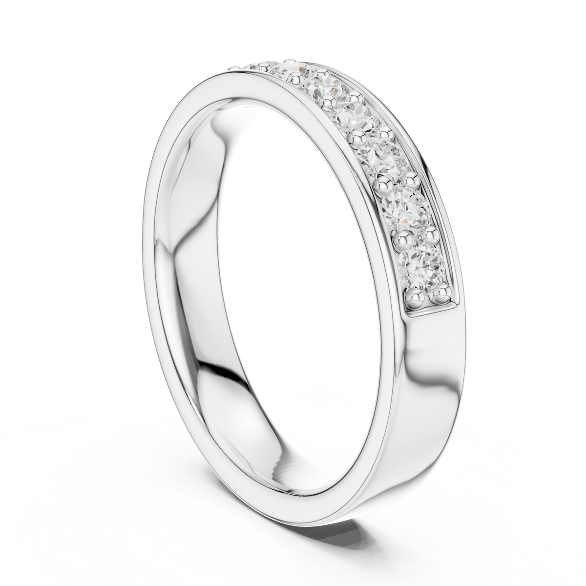 Channel Set Round Moissanite Diamond Eternity Ring For Women - View 7