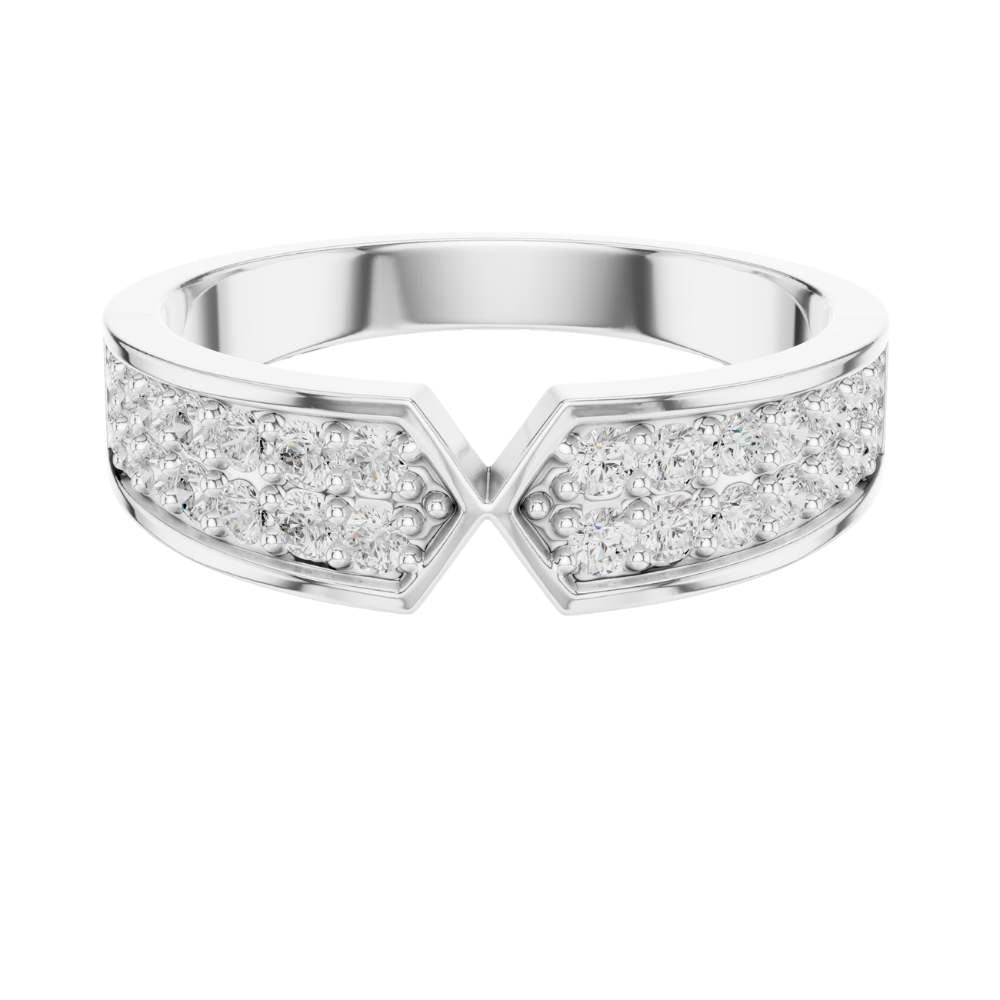 Round Cut Lab Grown Diamond Men's Hourglass Chevron Point Statement Ring - View 3