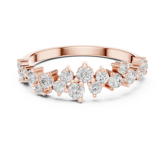Round & Marquise Cut Moissanite Diamond Crown Wedding Band Ring - View 2