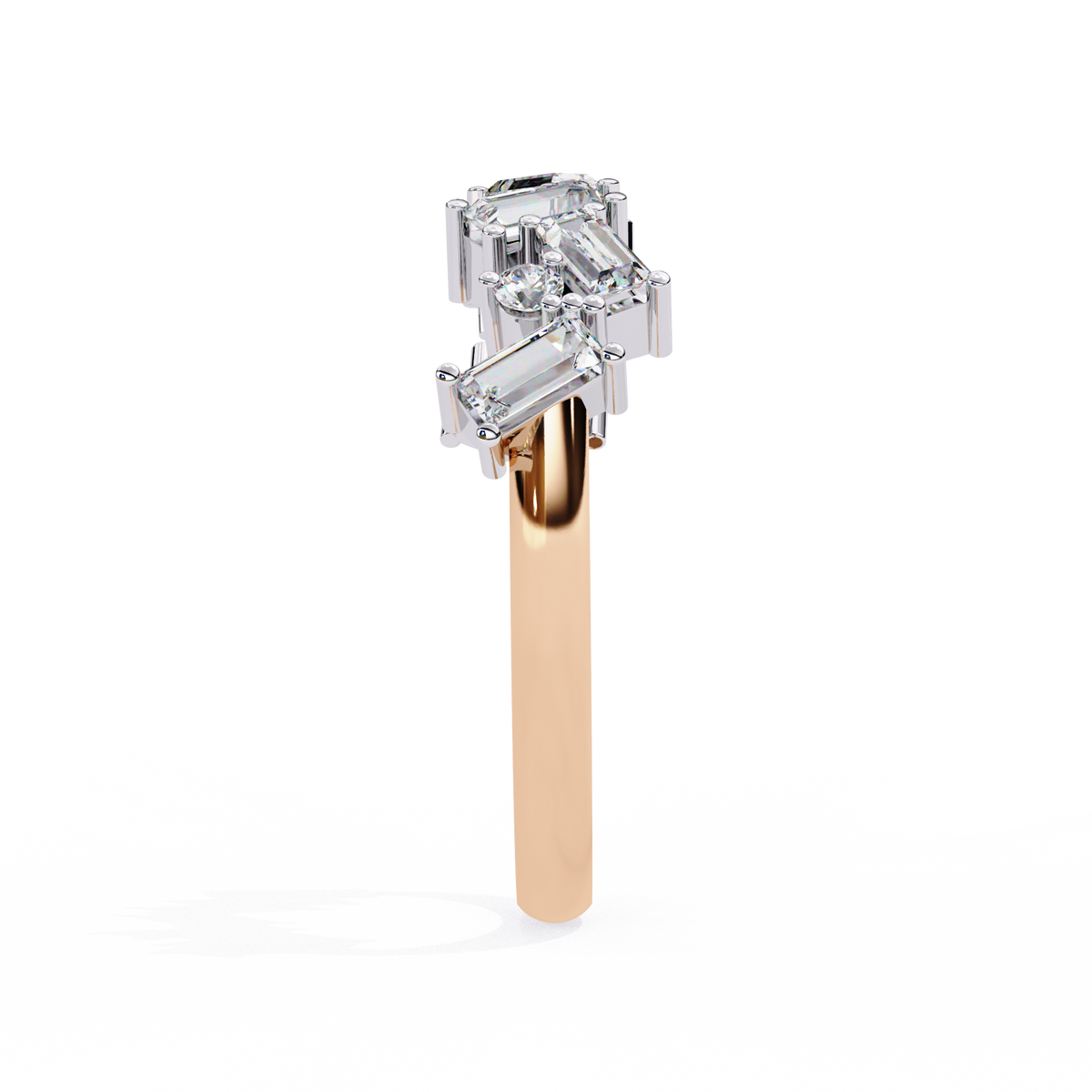 Baguette & Round Cut Moissanite Diamond Eternity Ring Wedding Band - View 2