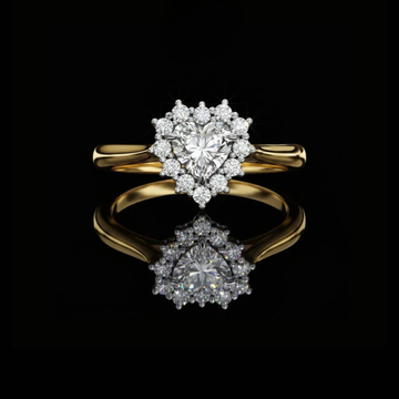 Cluster Halo Heart Cut Moissanite Diamond Engagement Ring