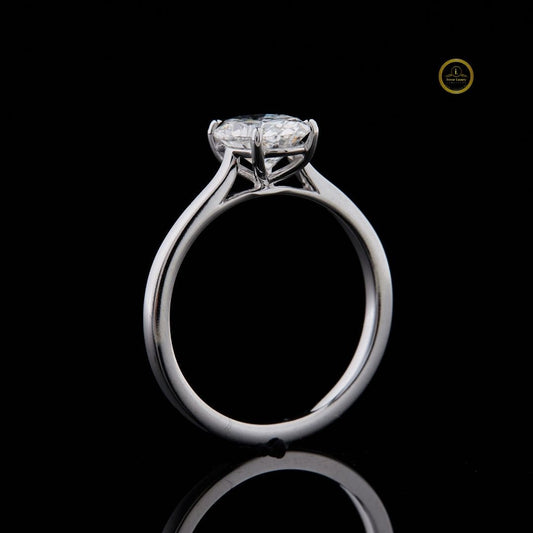 Princess Cut Moissanite Diamond Solitaire Engagement Ring With Cathedral Setting - View 2