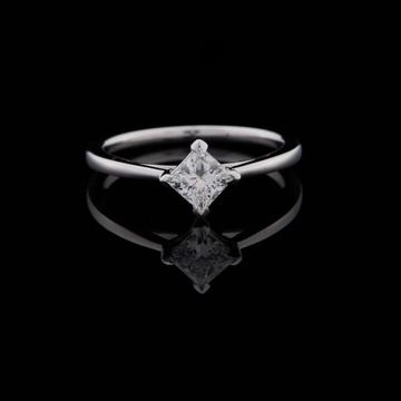 Princess Cut Moissanite Diamond Solitaire Engagement Ring With Cathedral Setting