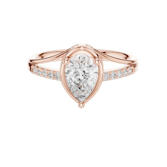 Split Shank Solitaire Pear Cut Lab Diamond Wedding Ring For Women - View 2