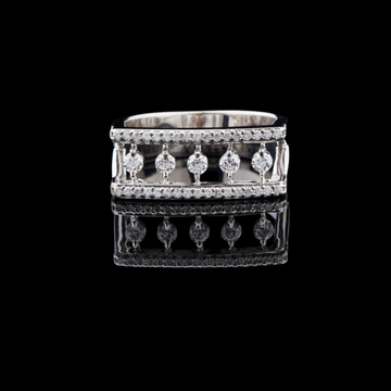 Round Cut Open Frame Floating Moissanite Diamond Statement Band Ring