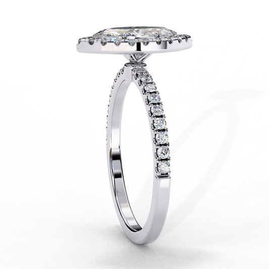 Halo Marquise Moissanite Diamond Pave Daily Wear Ring For Women - View 2