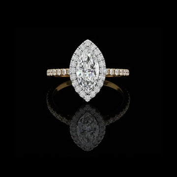 Halo Marquise Moissanite Diamond Pave Daily Wear Ring For Women