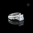 Princess Cut Moissanite Diamond Women's Pave Accent Bridal Ring Set - View 3