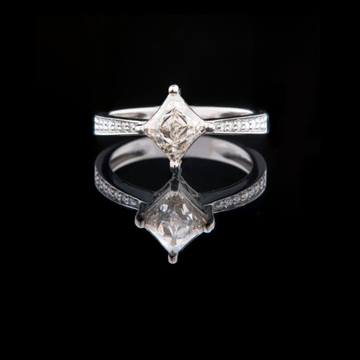 Princess Cut Lab Diamond Solitaire Ring with Pave Band