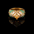 Fancy Vivid Yellow Princess Cut Moissanite Diamond Ring And Baguette Wide Band