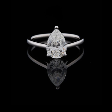 Pear Cut Moissanite Diamond Cathedral Solitaire Engagement Ring With Slim Band