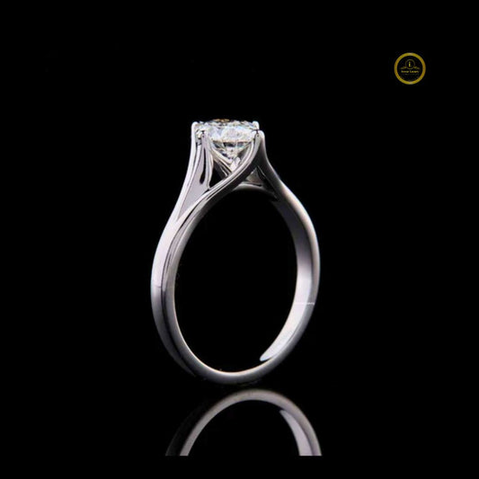 Split Shank Oval Cut Moissanite Diamond Cathedral Solitaire Ring - View 2