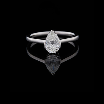 Pear Cut Solitaire Lab Diamond Engagement Ring With Cathedral Basket