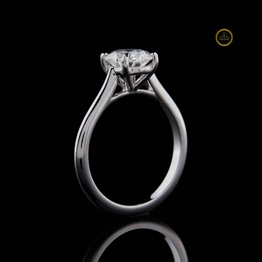 Round Cut Moissanite Diamond Solitaire Engagement Ring With Cathedral - View 2