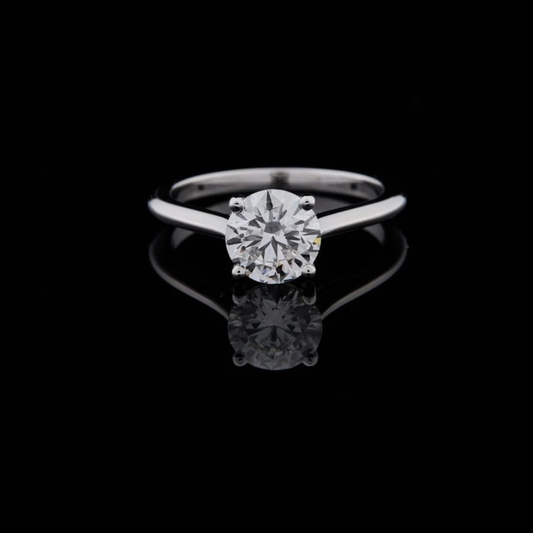Round Cut Moissanite Diamond Solitaire Engagement Ring With Cathedral