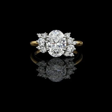 Flower Clusters Oval Cut Lab Diamond Wedding Ring For Women