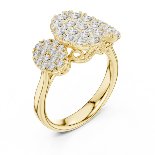 Triple Oval Shape Cluster With Round Cut Lab diamond Wedding Ring - View 2