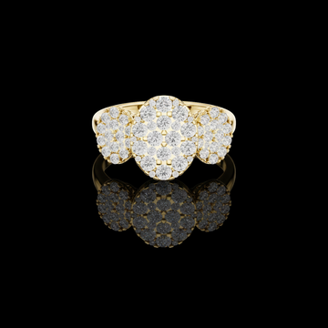 Triple Oval Shape Cluster With Round Cut Moissanite diamond Wedding Ring