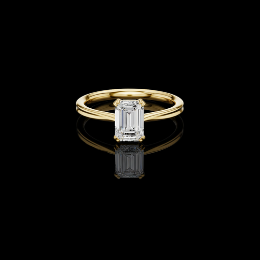 Emerald Cut Moissanite Diamond Solitaire Engagement Ring