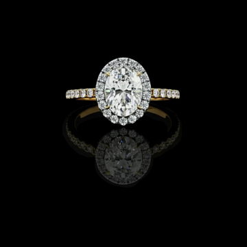 Solitaire Halo Oval Cut Moissanite Diamond Pave Setting Ring