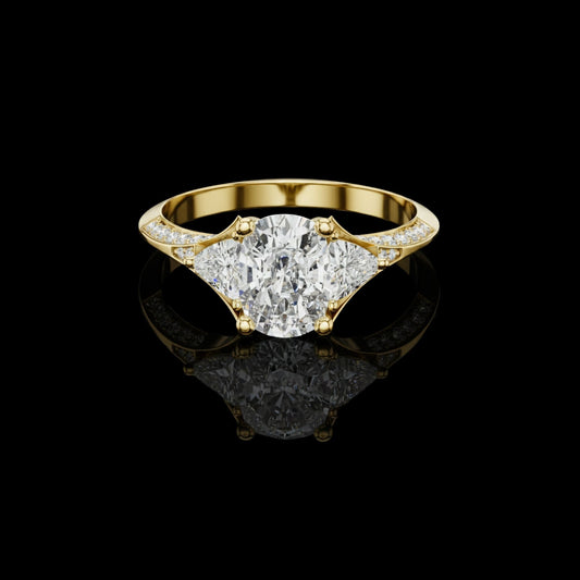 Oval Lab Diamond Anniversary Ring With Side stone Pave Band
