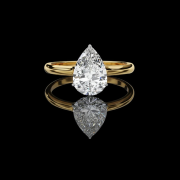 Teardrop Pear Moissanite Diamond Solitaire Engagement Ring