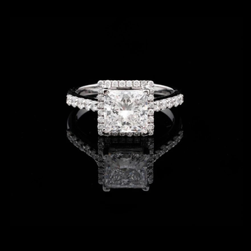Princess Cut Hidden Halo Moissanite Diamond Ring