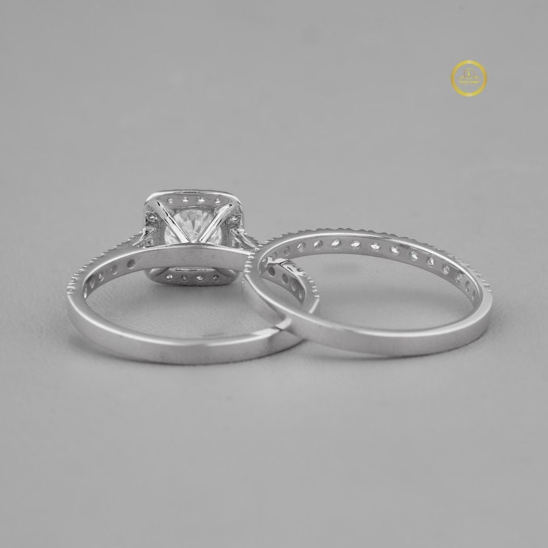 Round Cut Moissanite Diamond Women's Modern Pave Stackable Anniversary Set - View 3