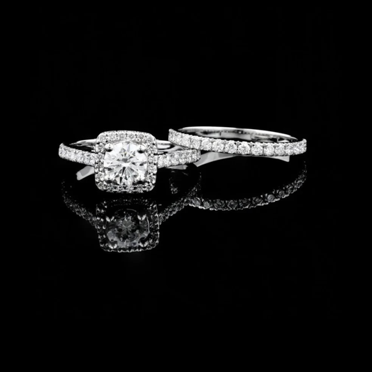 Round Cut Moissanite Diamond Women's Modern Pave Stackable Anniversary Set