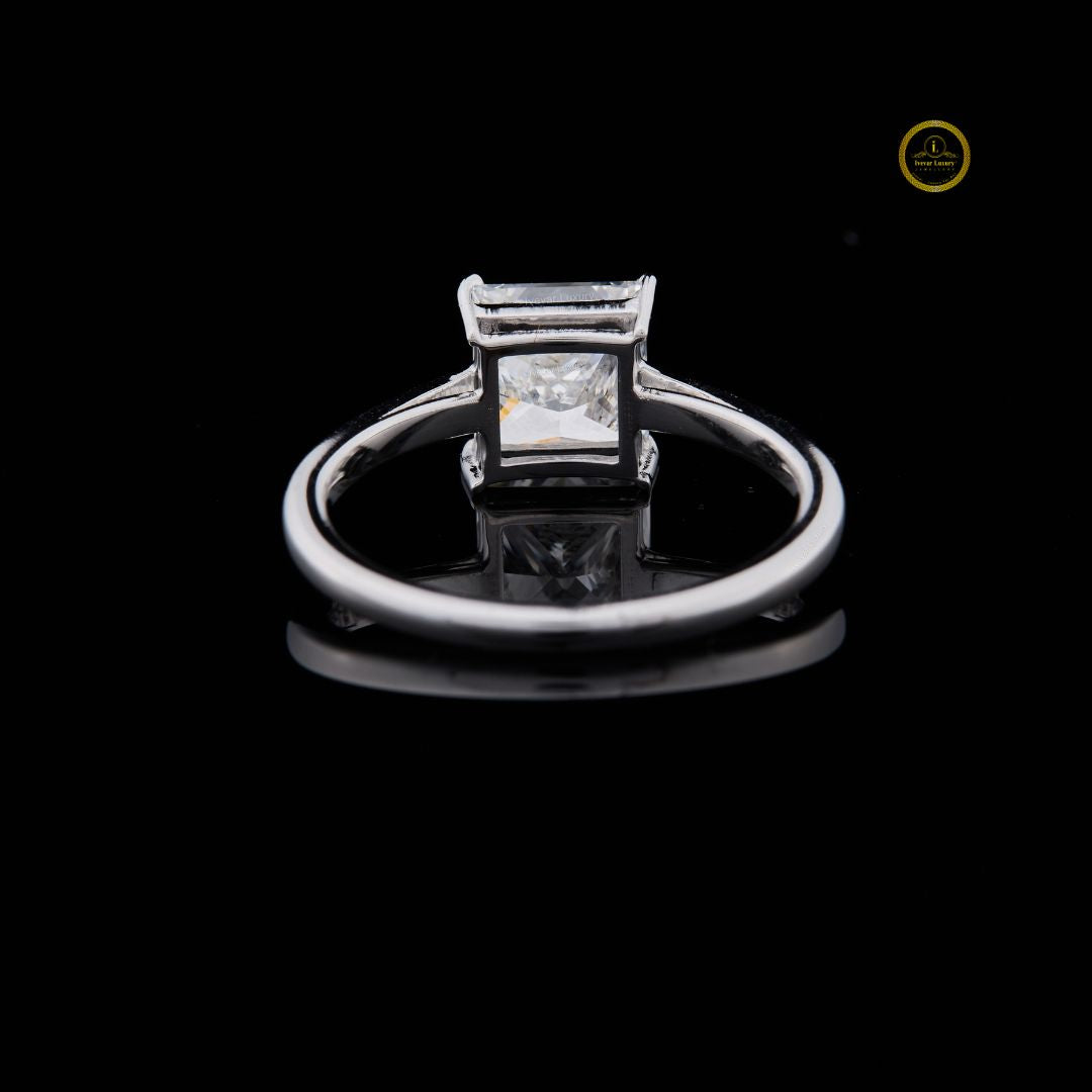 Modern Princess Cut Moissanite Diamond Solitaire Engagement Ring - View 3