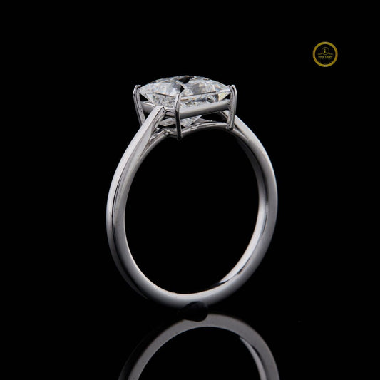 Modern Princess Cut Moissanite Diamond Solitaire Engagement Ring - View 2