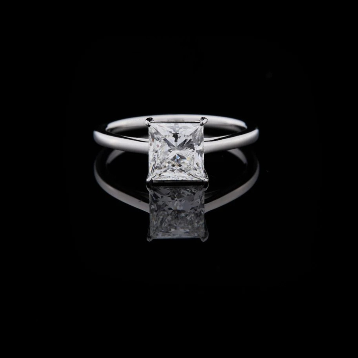 Modern Princess Cut Moissanite Diamond Solitaire Engagement Ring