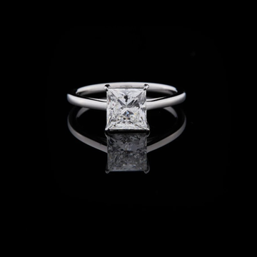 Modern Princess Cut Moissanite Diamond Solitaire Engagement Ring