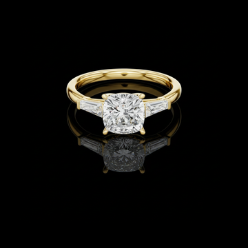 Cushion Lab Diamond Three Stone Engagement Ring For Women