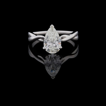 Pear Cut Lab Diamond Twisted Split Shank Solitaire Engagement Ring