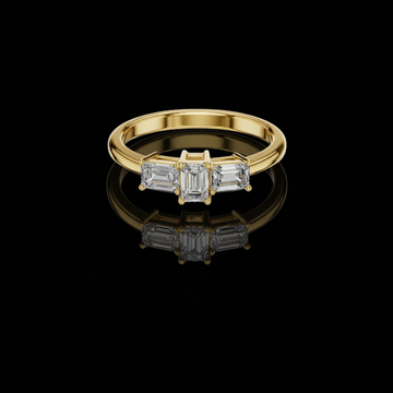 Emerald Cut Three Stone Lab Diamond Ring with Baguette Side Stones